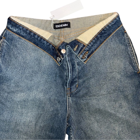 NWT EB Denim Seam Detail Wide Leg Cutoff Knee Length Jean Short Jorts Size 26 - Picture 3 of 12